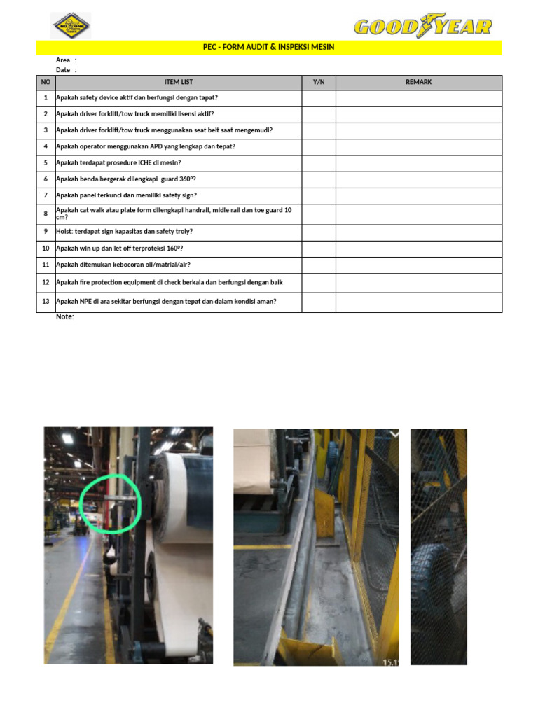 Audit Keselamatan Mesin dan Forklift | PDF