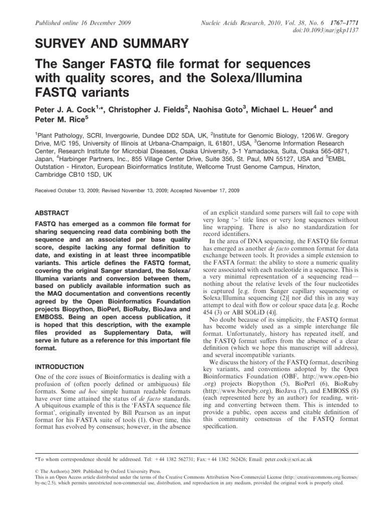 Understanding FASTQ File Formats | PDF | Ascii | String (Computer Science)