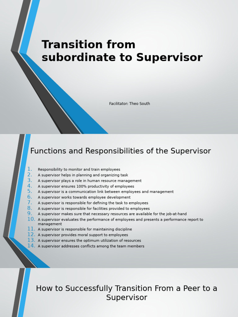 Week 2 Transition From Subordinate To Supervisor | PDF | Business ...