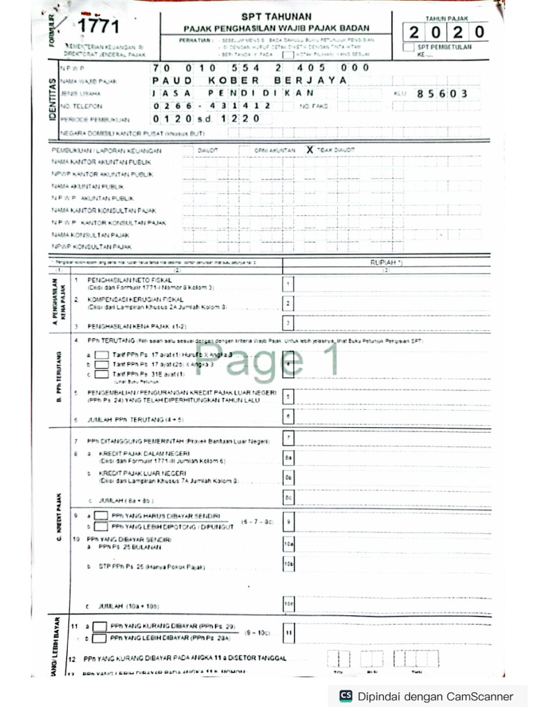 Contoh Pengisian SPT TAHUNAN | PDF