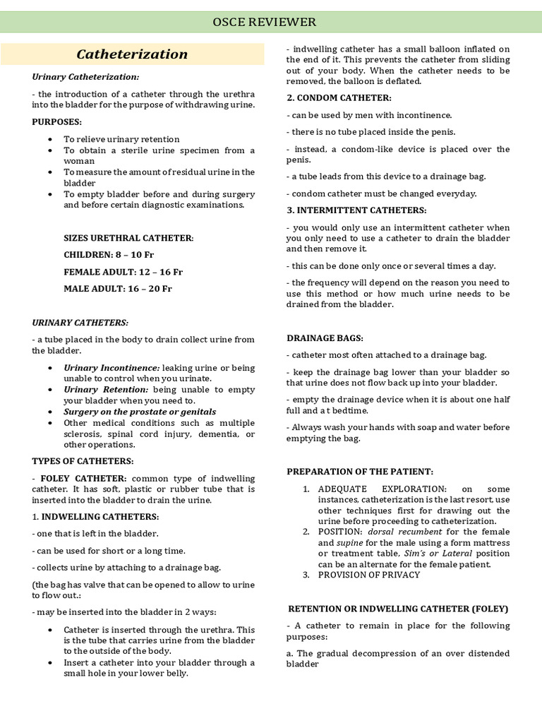Urinary Catheterization Guide | PDF | Saline (Medicine) | Perioperative