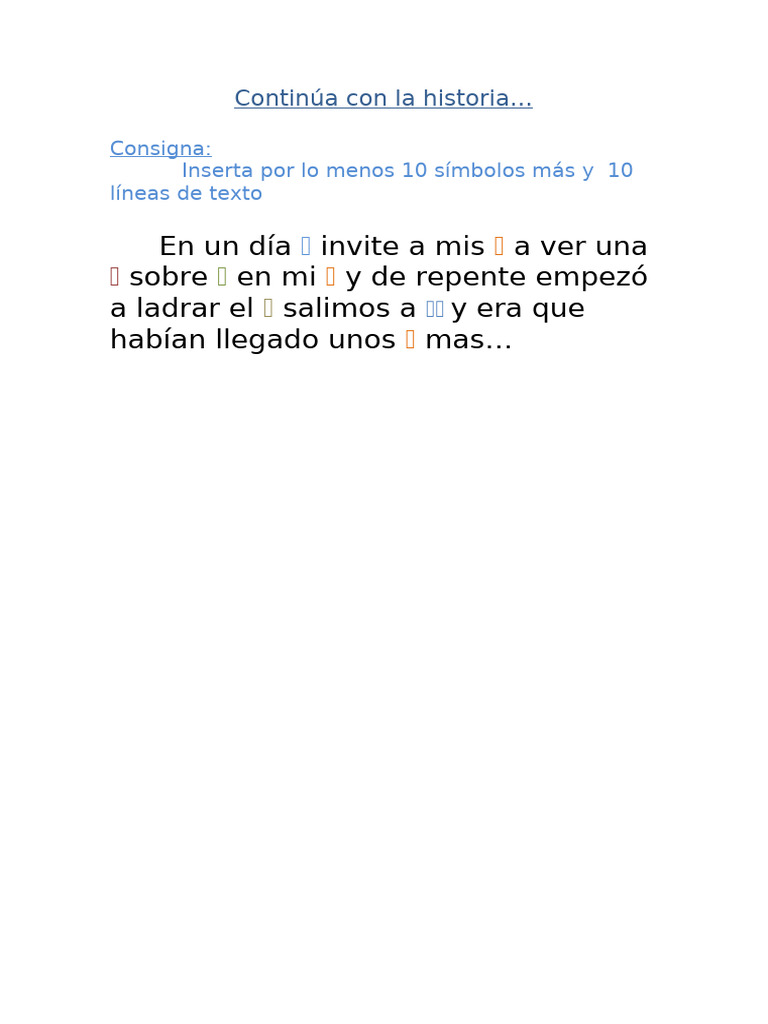 Historia creativa con símbolos y texto | PDF