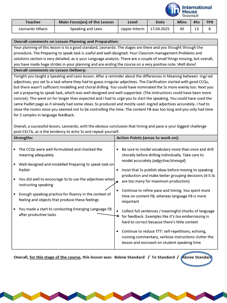 TP8 Feedback Form - Leonardo Villacis | PDF | Human Communication ...