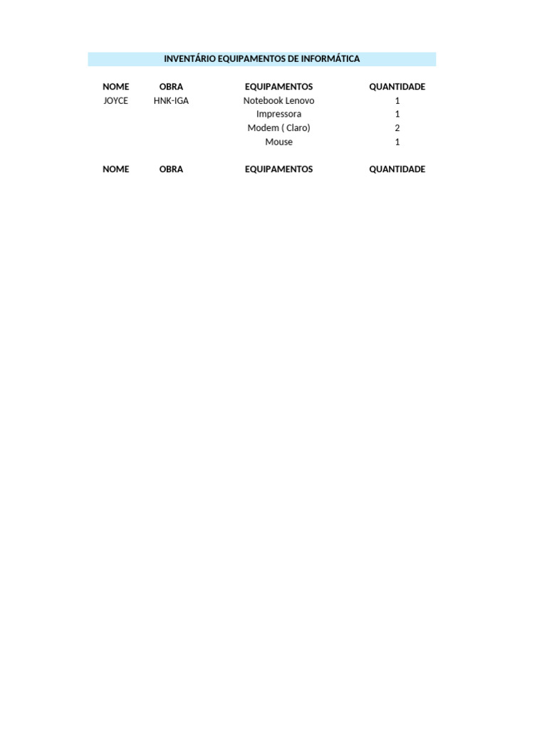Inventário Equipamentos de Informática - Iga | PDF