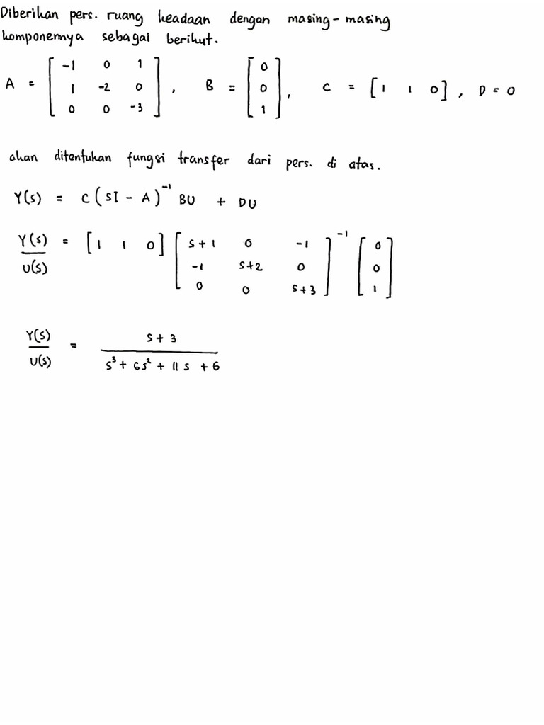 State Space To Transfer Function | PDF