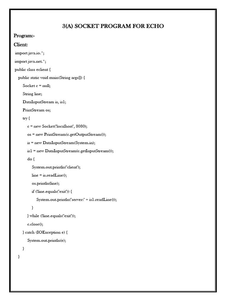 Java Socket Programming Examples | PDF | Transmission Control Protocol ...
