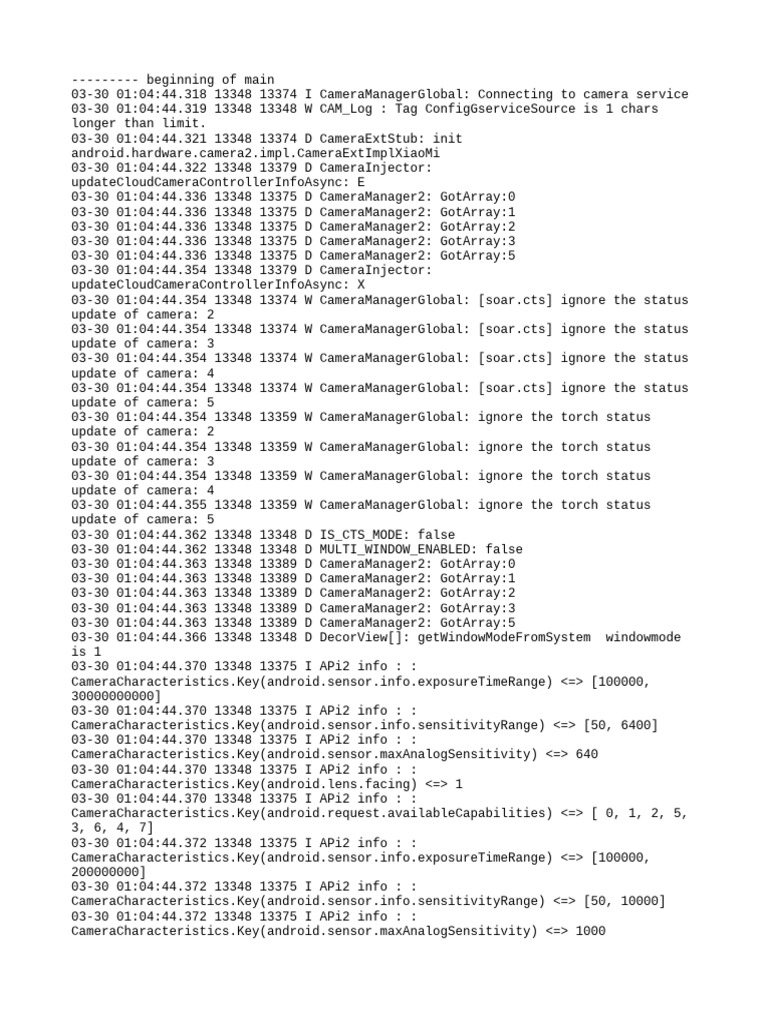 Camera Service Connection Logs | PDF | Software Engineering | Software