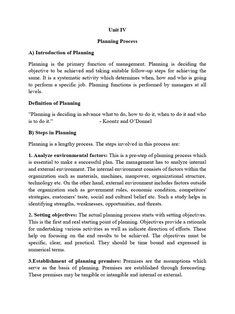 Effective Management Planning Process | PDF | Goal | Strategic Management