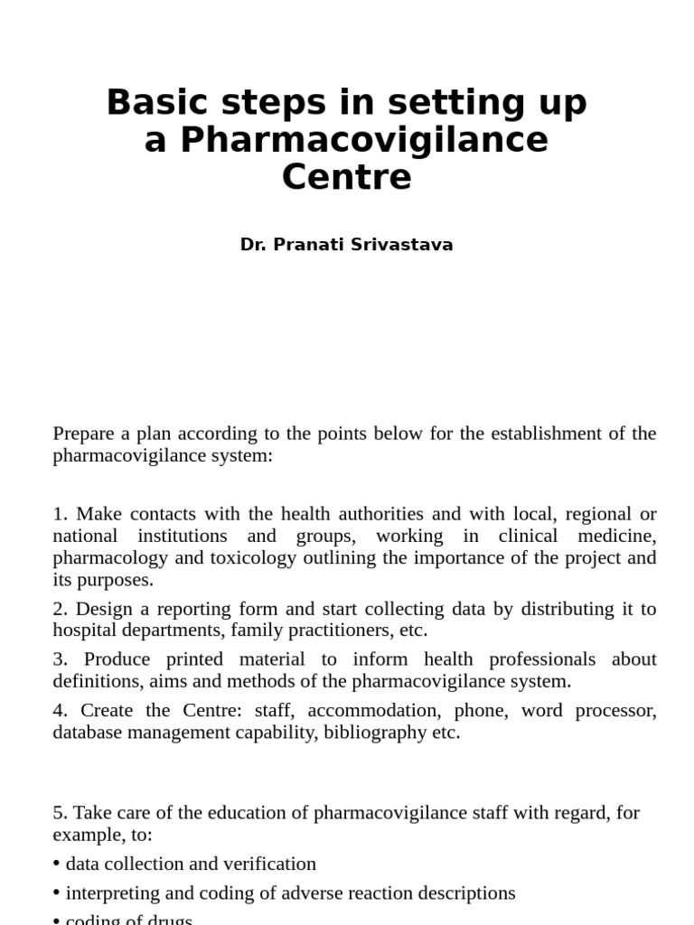 Setting Up a Pharmacovigilance Centre | PDF | Pharmacovigilance ...