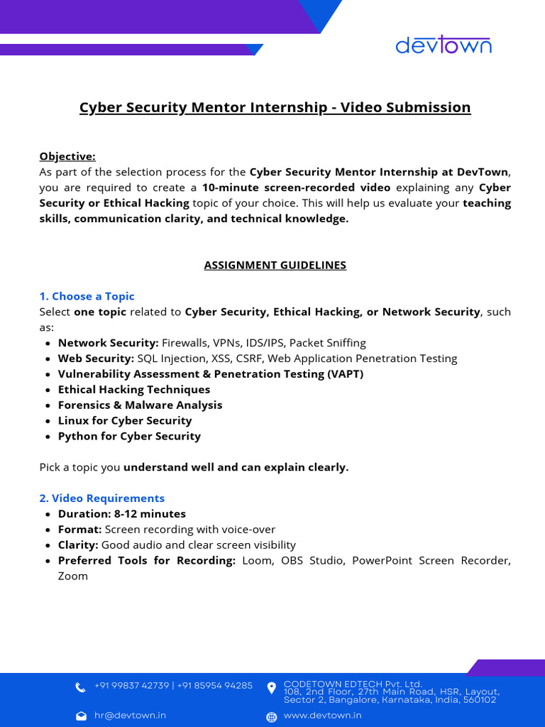 Cyber Security Mentor Internship Guide | PDF | Security | Computer Security
