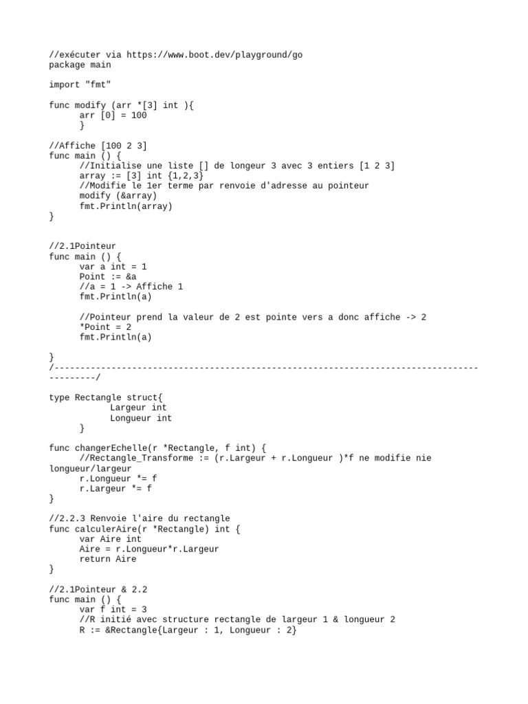 Programmation Go : Pointeurs et Listes | PDF | Pointeur (programmation ...