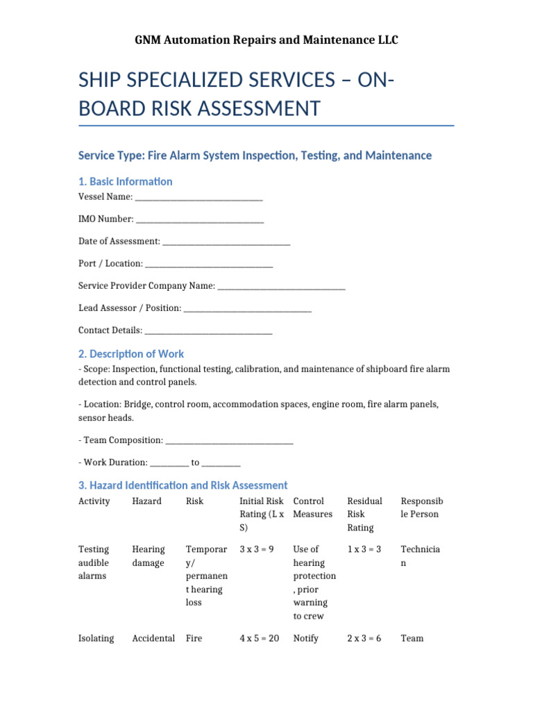 GNM Fire Alarm System Risk Assessment | PDF | Personal Protective ...