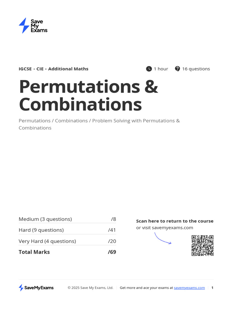 IGCSE Permutations & Combinations Guide | PDF