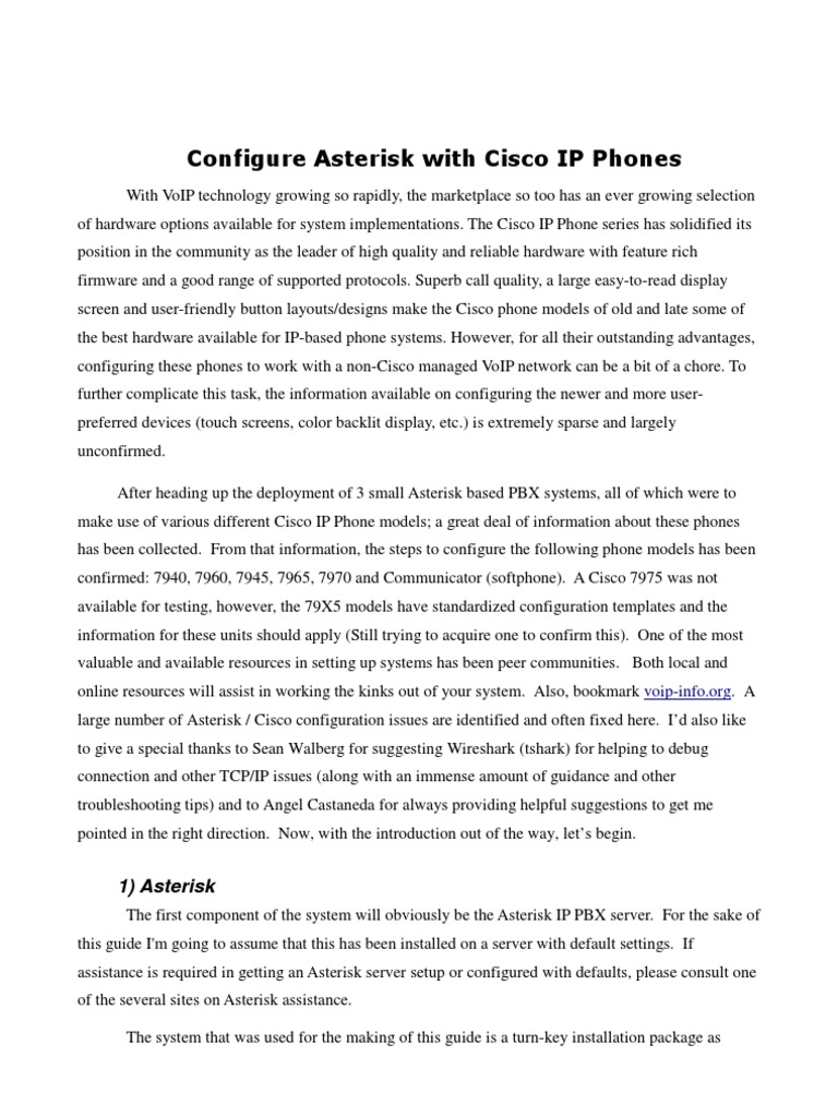 Configuring Cisco IP Phones with Asterisk | PDF | Session Initiation ...