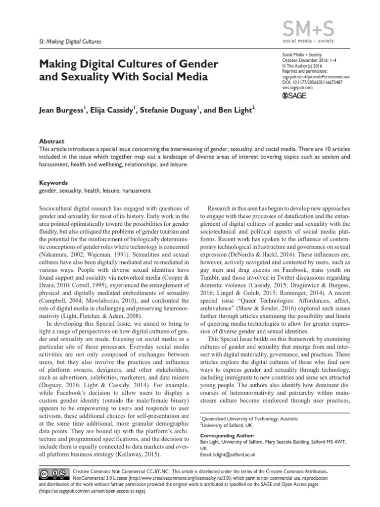 Digital Cultures of Gender & Sexuality | PDF | Gender | Gender Studies