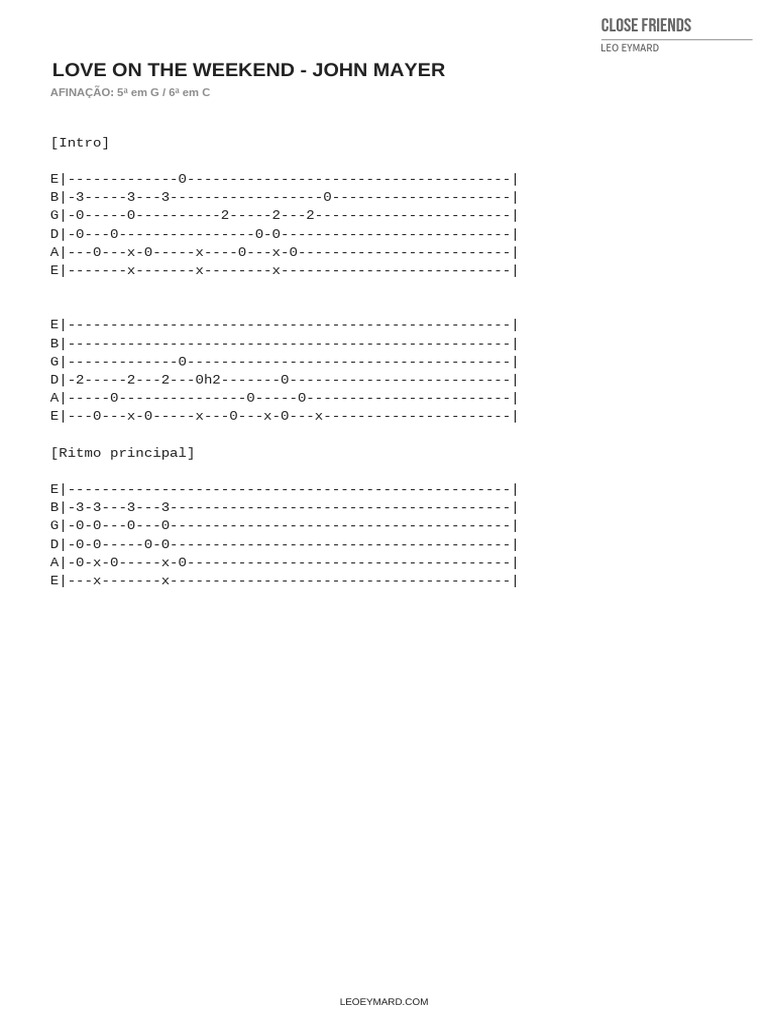 Love on the Weekend: Tab e Acordes | PDF