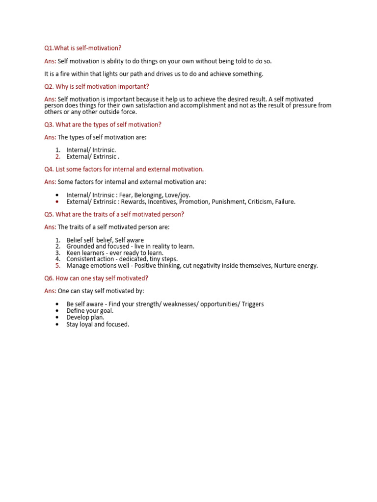 Assignment Self Motivation Pdf