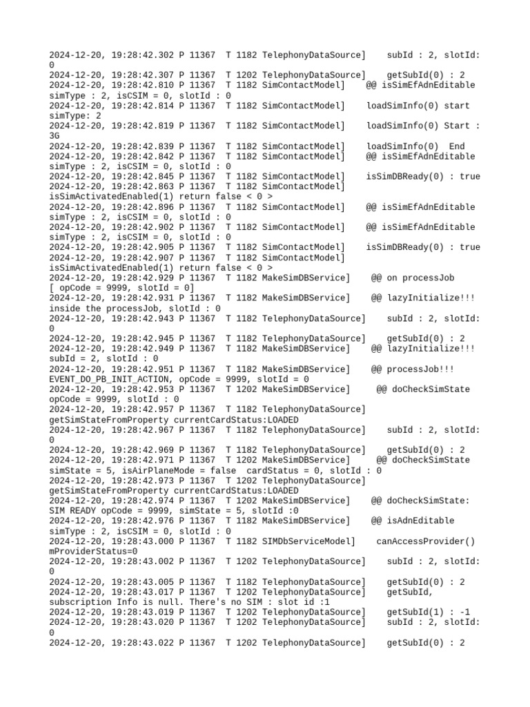 SIM Database Service Log Analysis | PDF