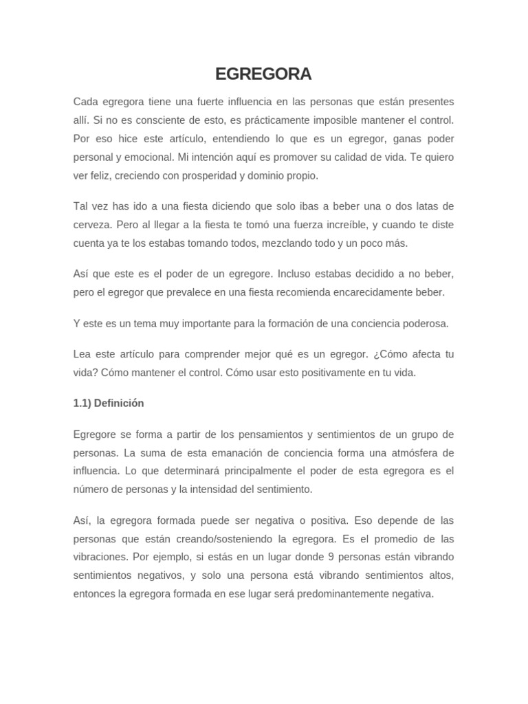 EGREGORA | PDF | Felicidad | Amor