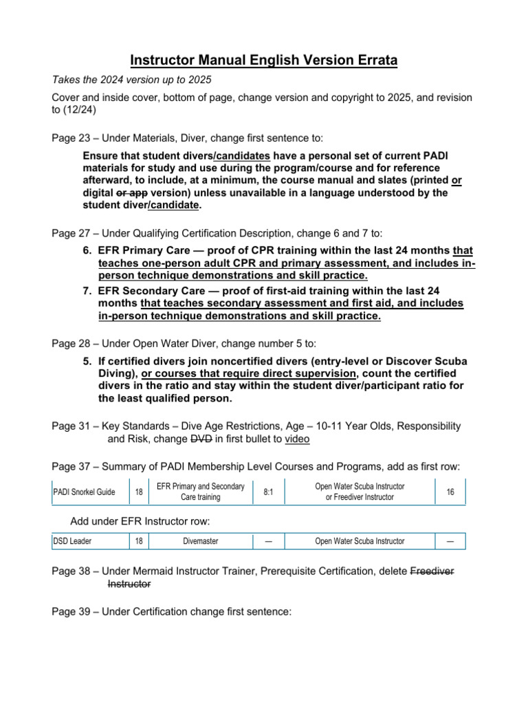 PADI INSTRUCTOR MANUAL 2024 PDF FREE DOWNLOAD visual data 4