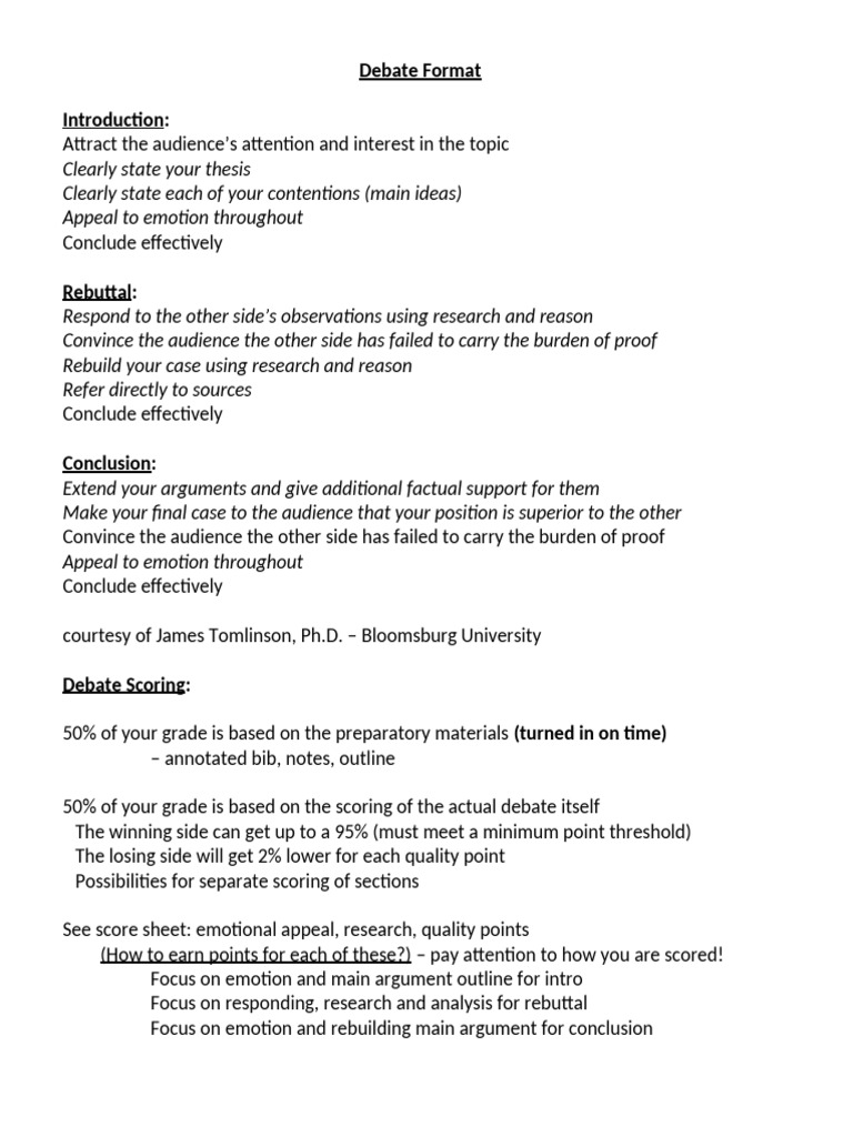 Format of Debate | PDF