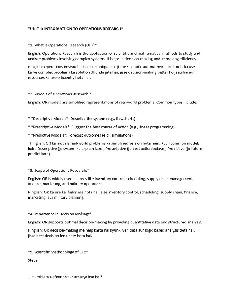 Introduction to Operations Research Concepts | PDF | Operations ...