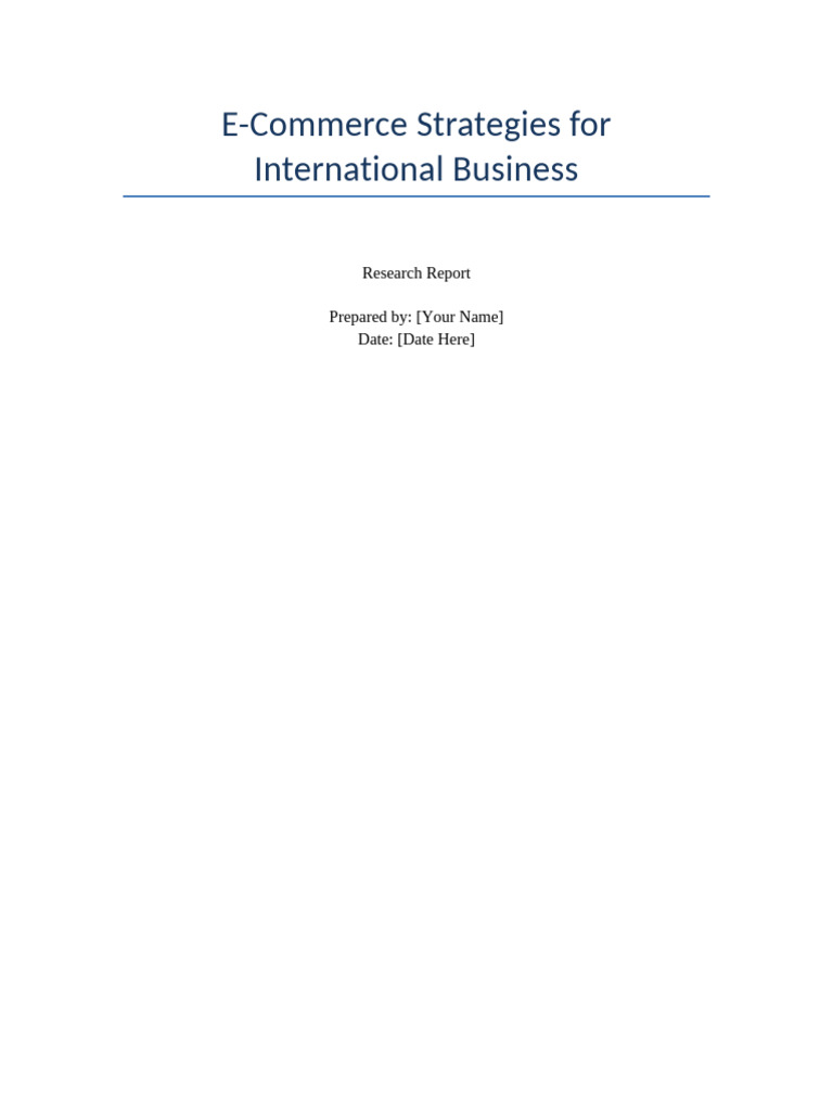 Ecommerce Strategies Report 70 Pages | PDF | E Commerce | Market ...