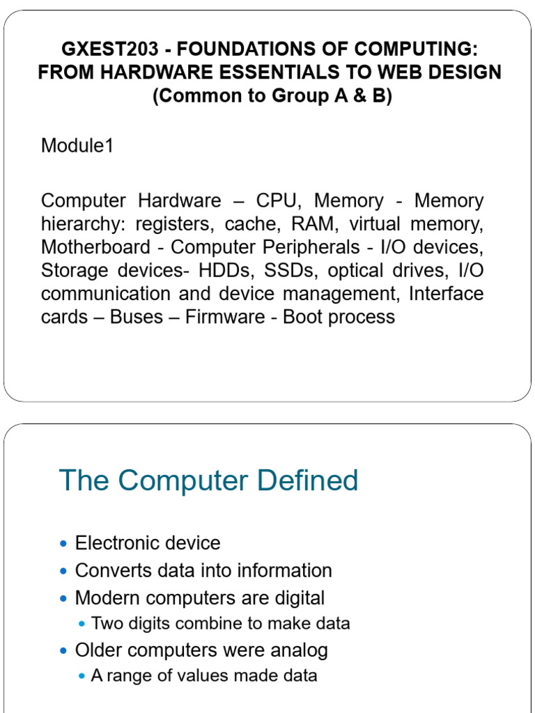 Foundations of Computing Overview | PDF | Random Access Memory | Booting