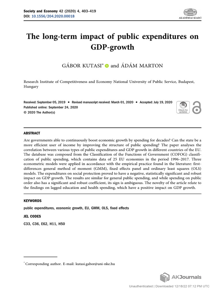 Impact of Public Spending on GDP Growth | PDF | Economic Growth ...