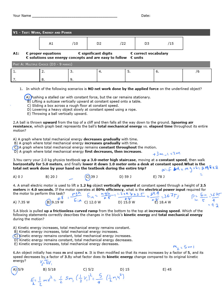 Practice Energy Test 2025 Solution Pdf Force Radiation