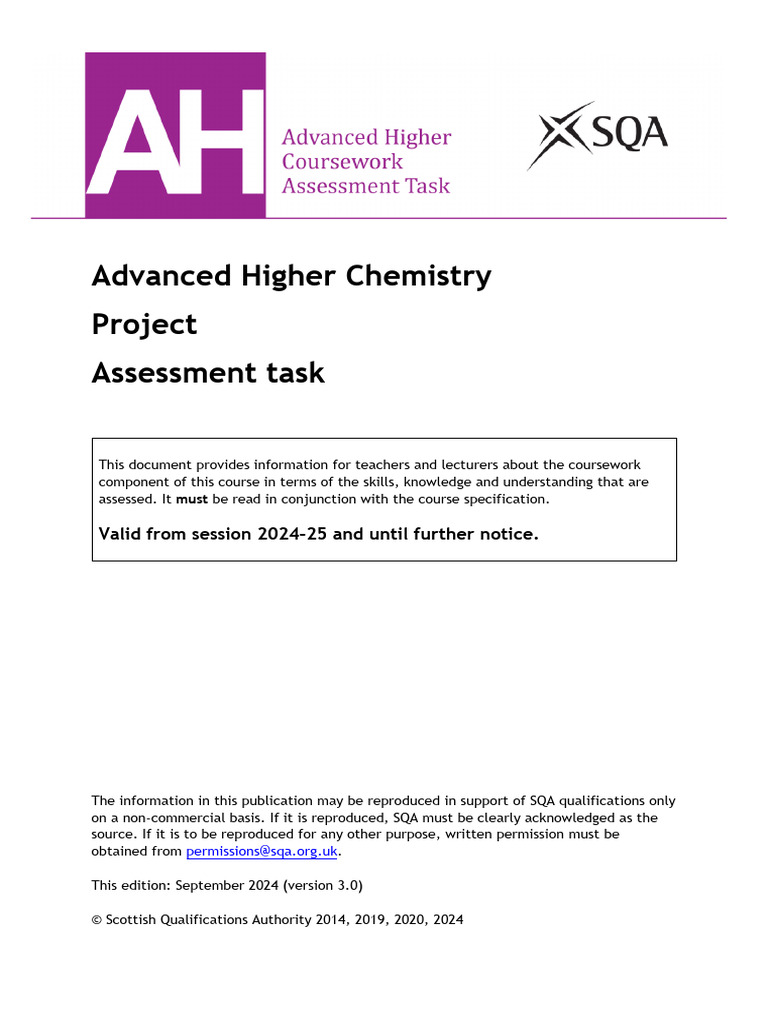 Advanced Higher Chemistry Project Guide | PDF | Titration | Chemistry