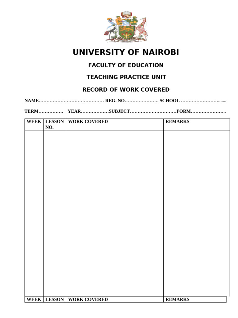 Teaching Practice Record Template | PDF