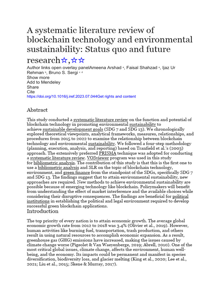 A Systematic Literature Review of Blockchain Technology and ...
