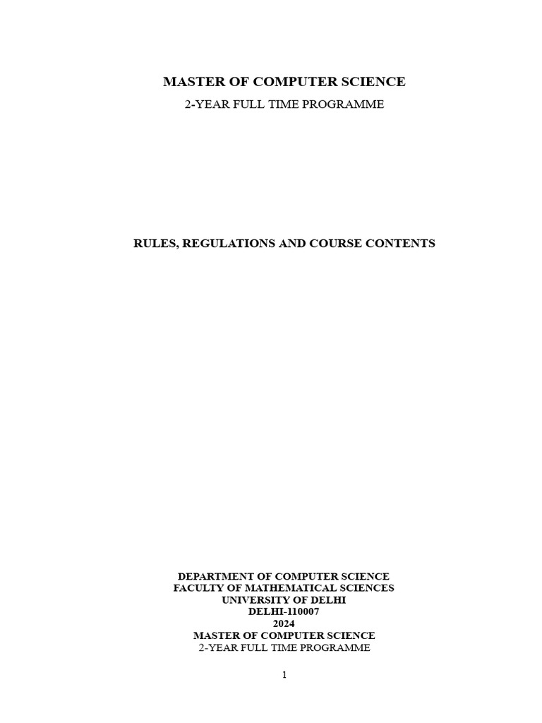 MSc Computer Science Program Details | PDF | Internet Protocols ...