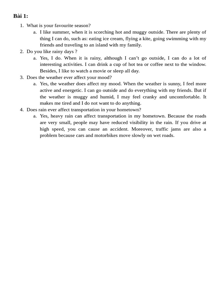 Weather's Impact on Mood and Activities | PDF