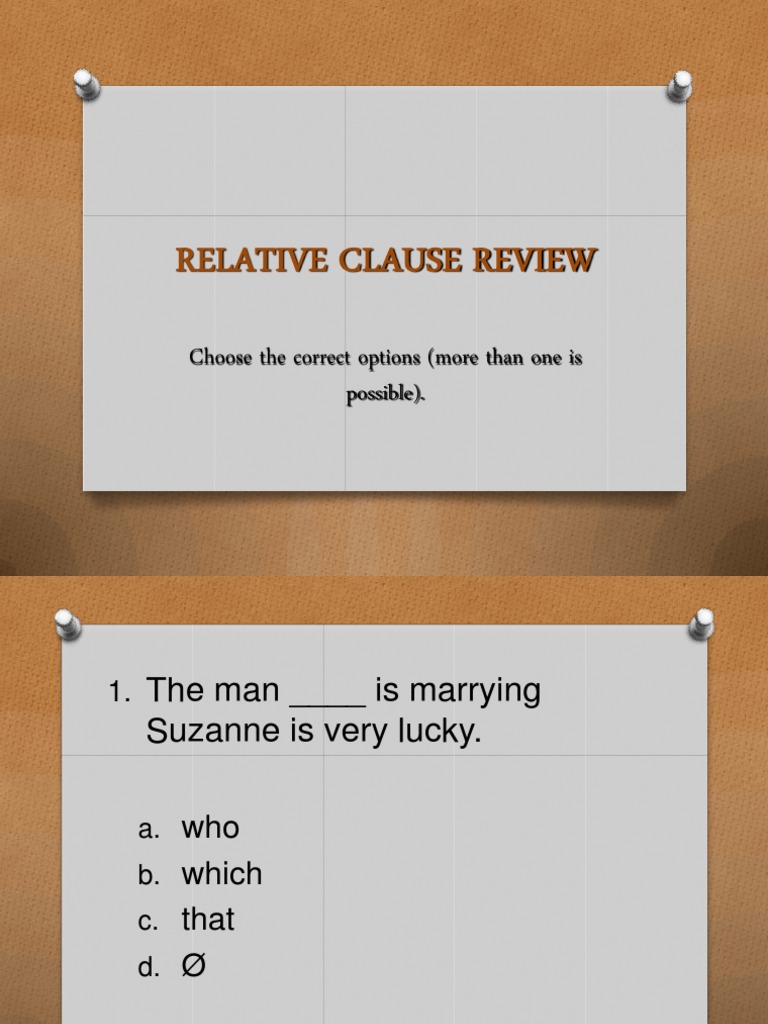 Relative Clause Exercise Questions | PDF | Grammar | Syntax