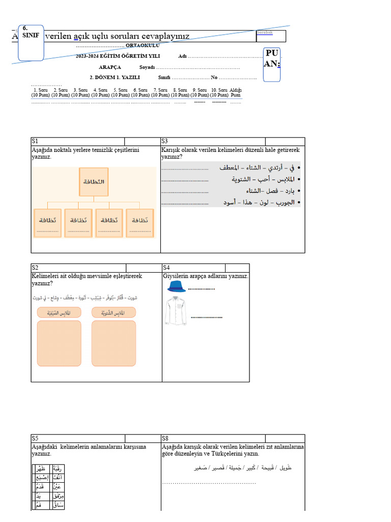 Aç 6 - Sinif - Arapca - Sorubak - Com - 2d1ytg - Dosya - TLF ...