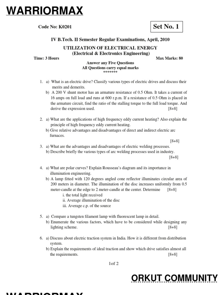 Utilization of Electrical Energy PDF Electric Motor Incandescent