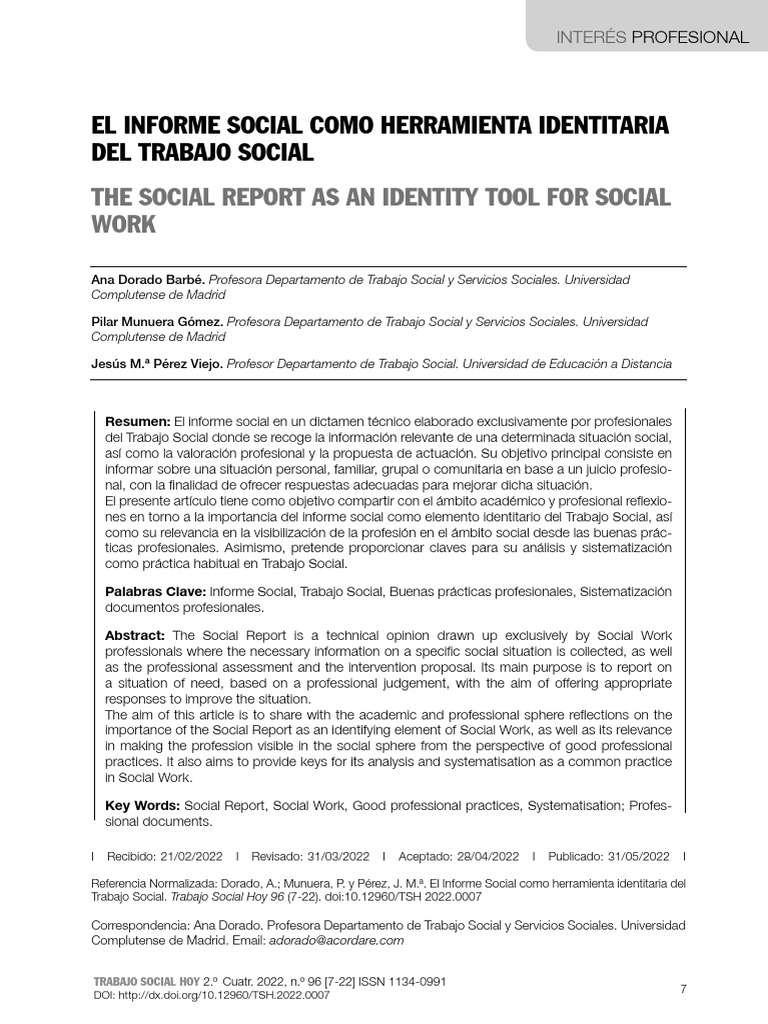 Informe Social: Herramienta Clave en Trabajo Social | PDF | Trabajo ...