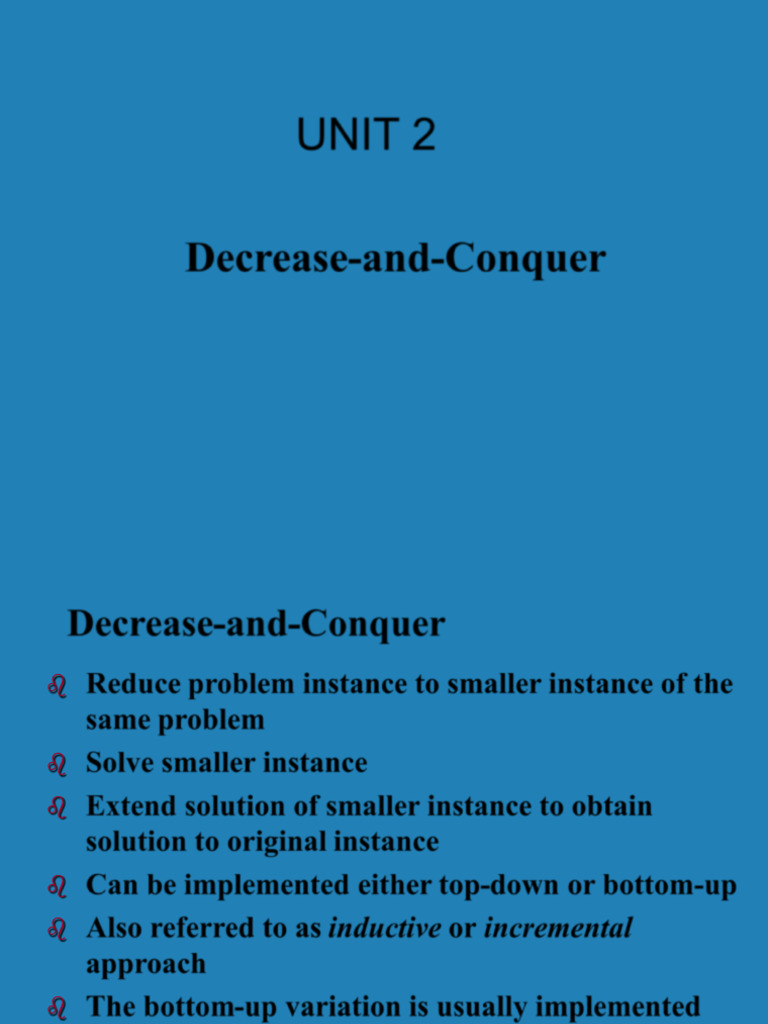 Decrease-and-Conquer Algorithms Explained | PDF | Graph Theory ...