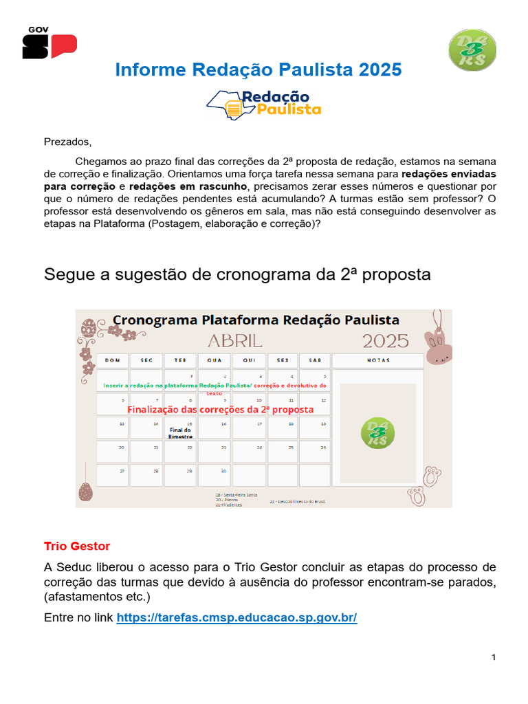 Correção Redação Paulista 2025 | PDF