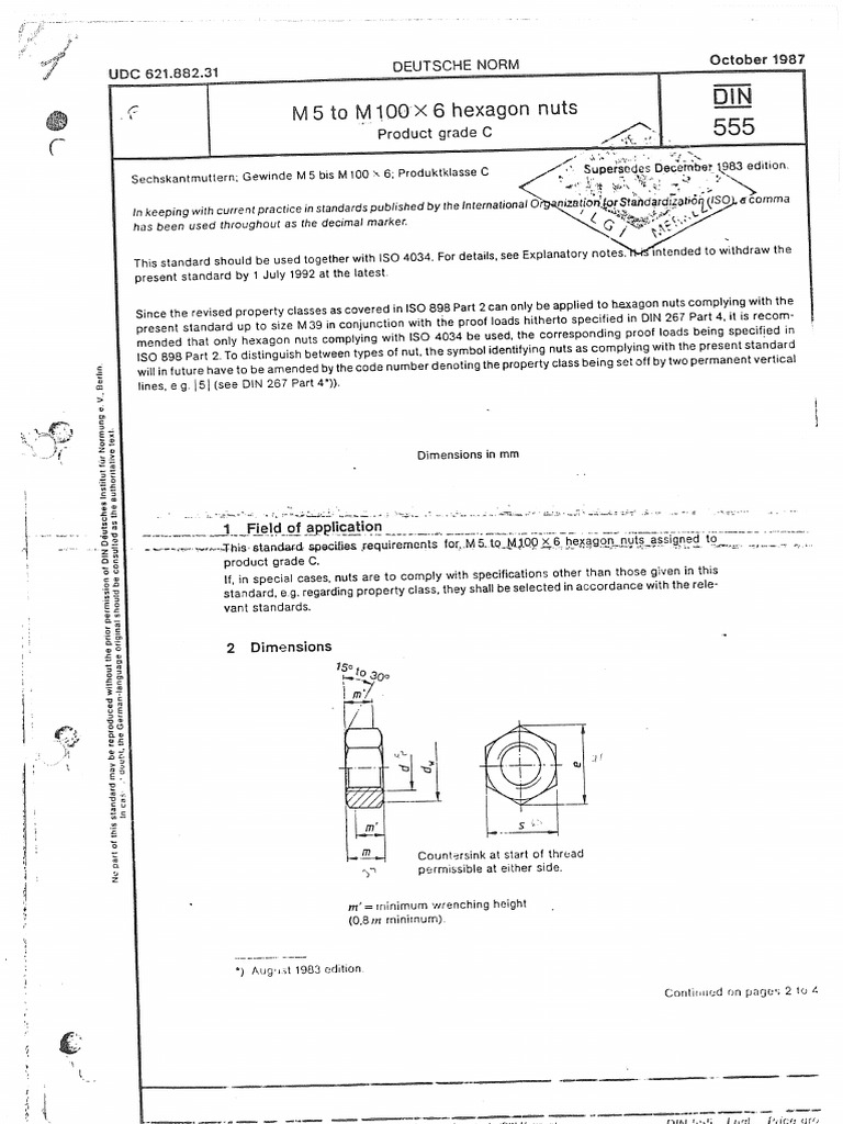 DIN555 October-1987 | PDF