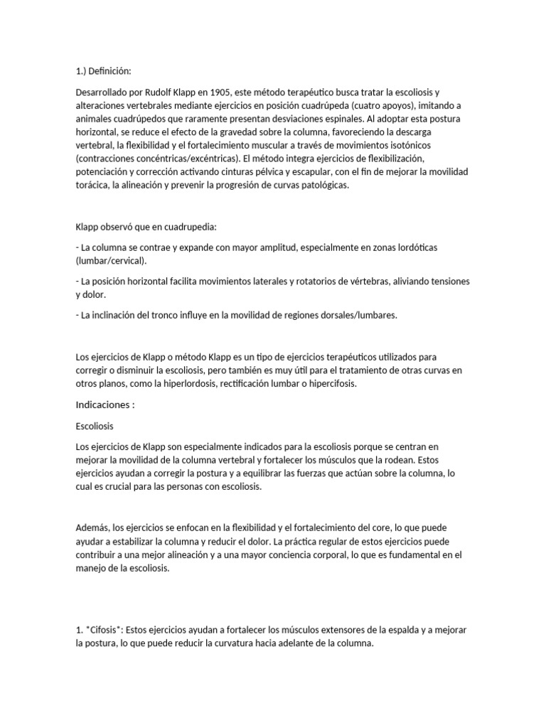 Guia de Ejercicio de Klapp | PDF | La columna vertebral | Escoliosis