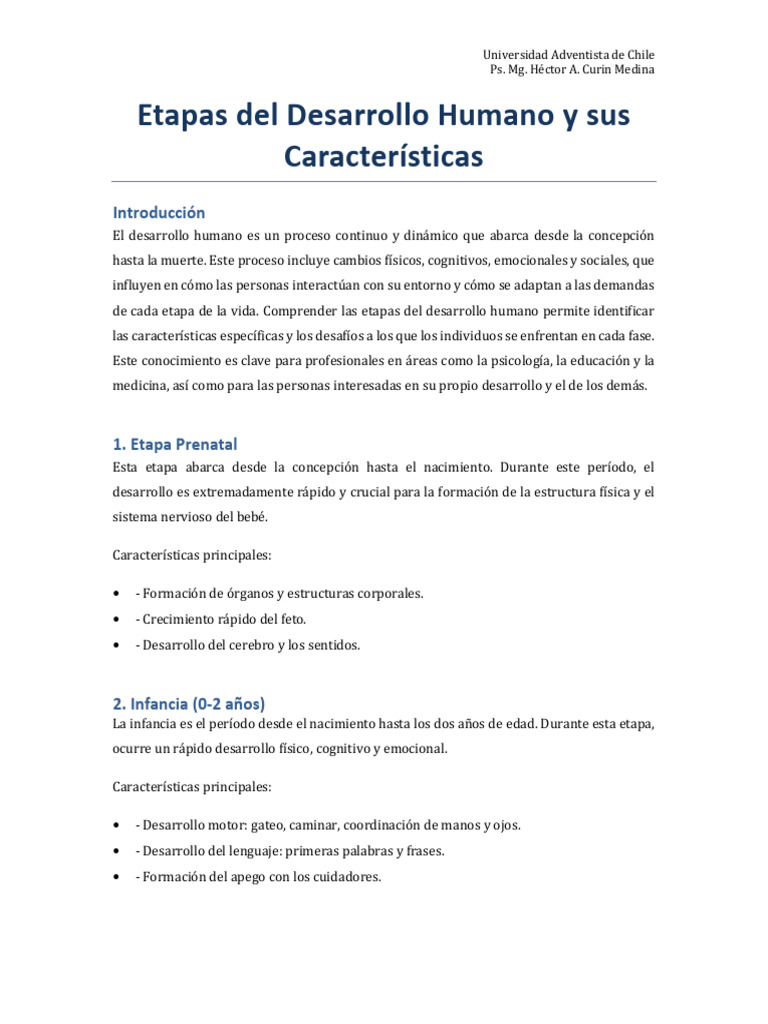 Etapas y características del desarrollo humano | PDF | Adultos ...