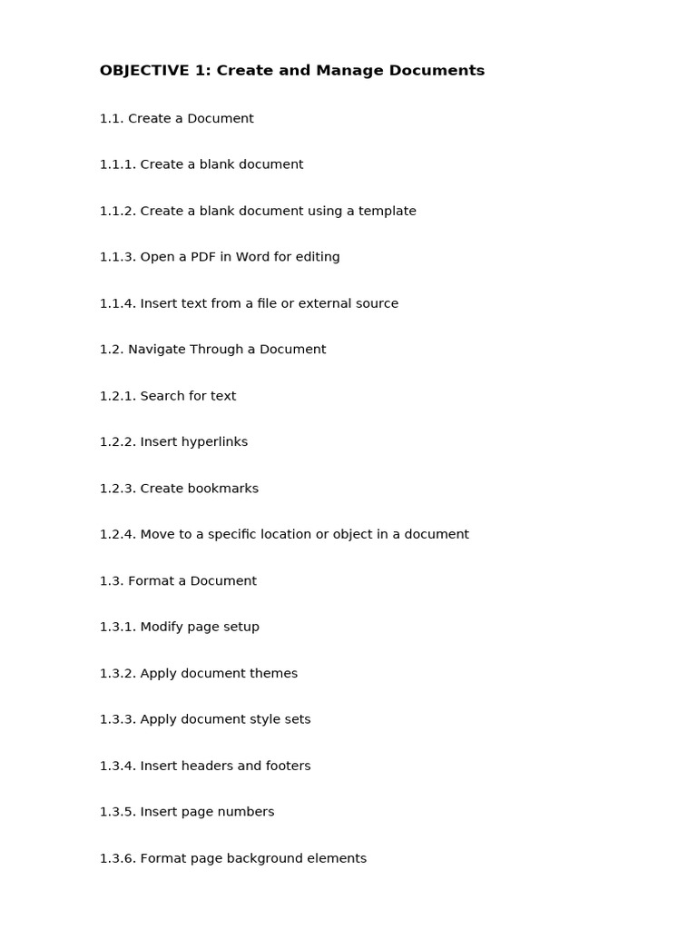 MOS Word 2016 Objectives Updated | PDF