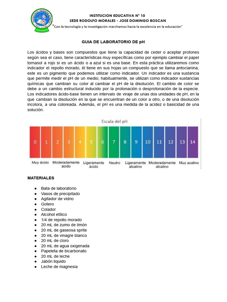 Guía de Laboratorio: Medición de pH | PDF | Ph | Ácido