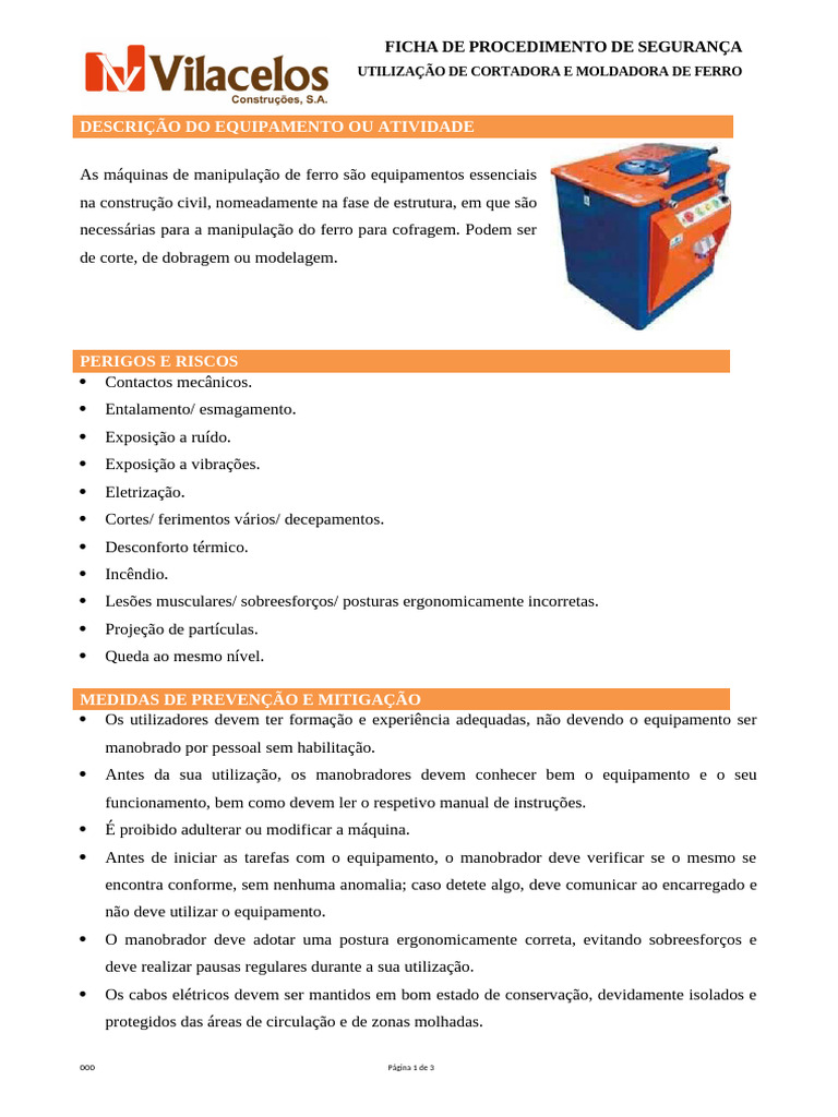 Seguran a Na Utiliza o De Cortadoras De Ferro PDF M quinas 