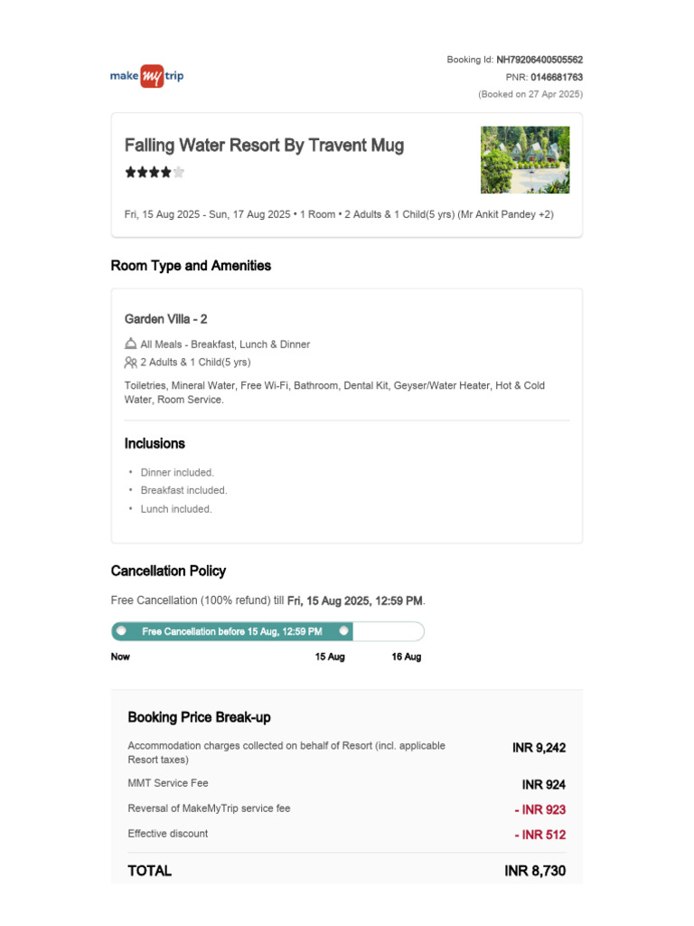Resort Booking Details and Policies | PDF | Resort