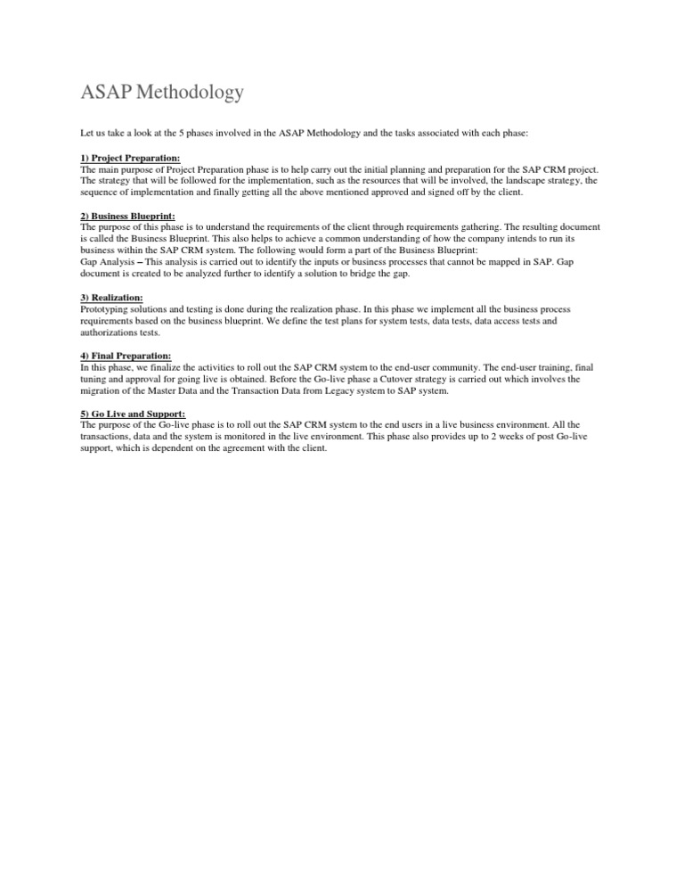 Overview of ASAP Methodology Phases | PDF