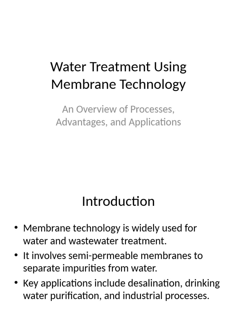 Water Treatment Membrane Technology Presentation Pdf